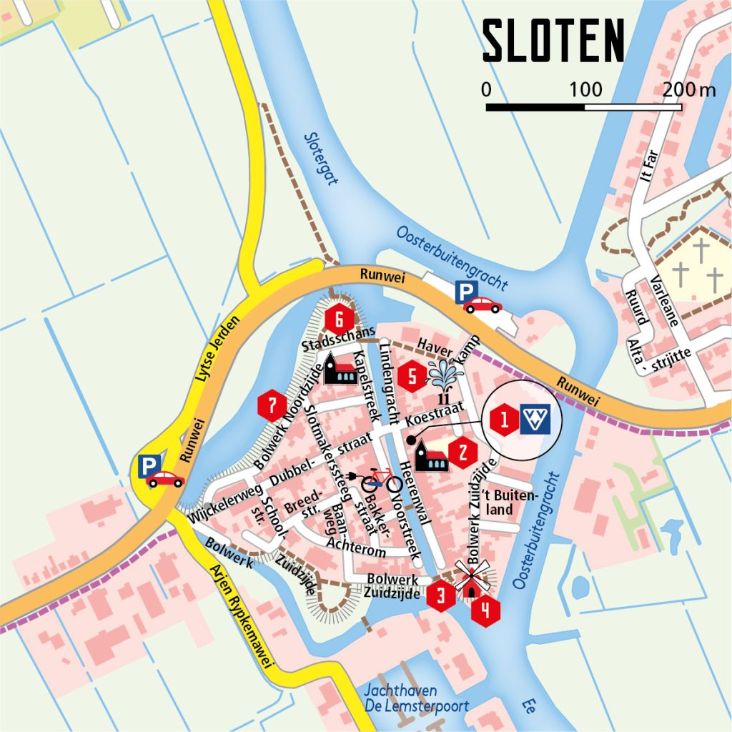 Plattegrond Sloten Waterland van Friesland - Reijers Cartografie